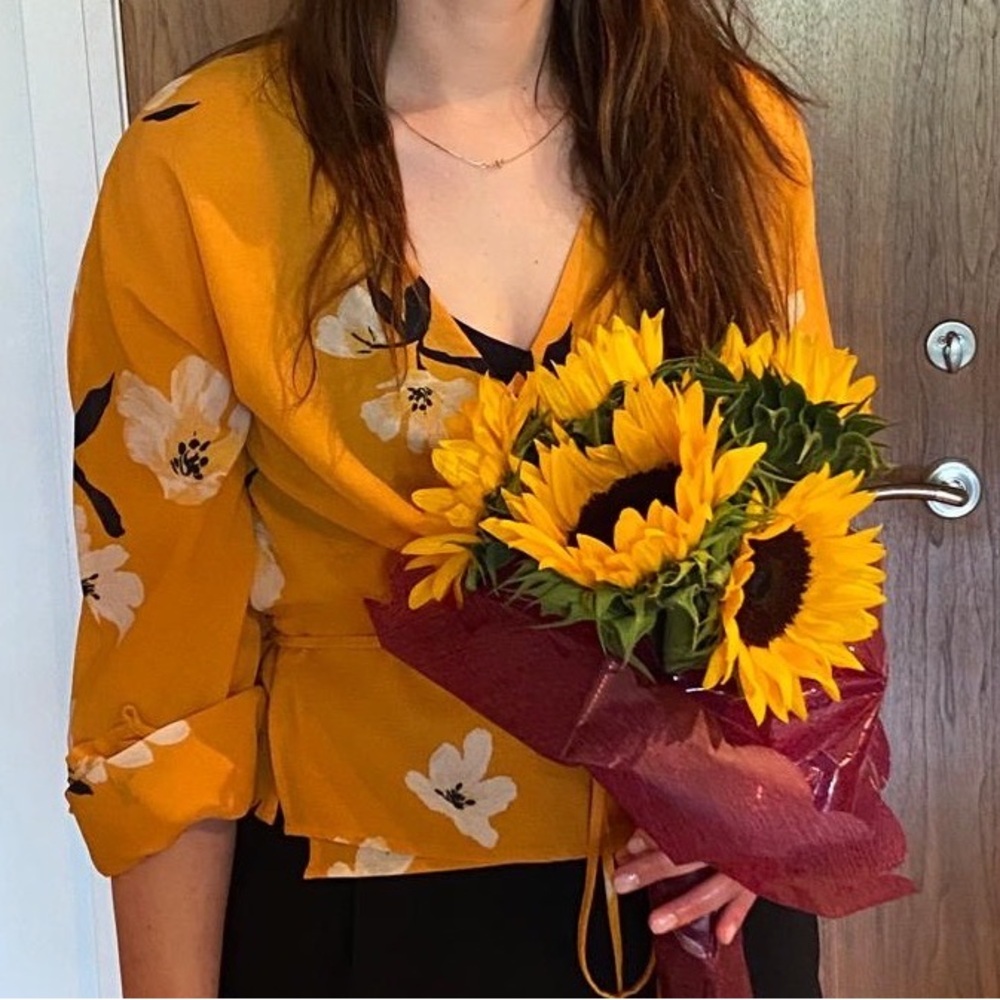 Aritzia yellow  Wrap blouse